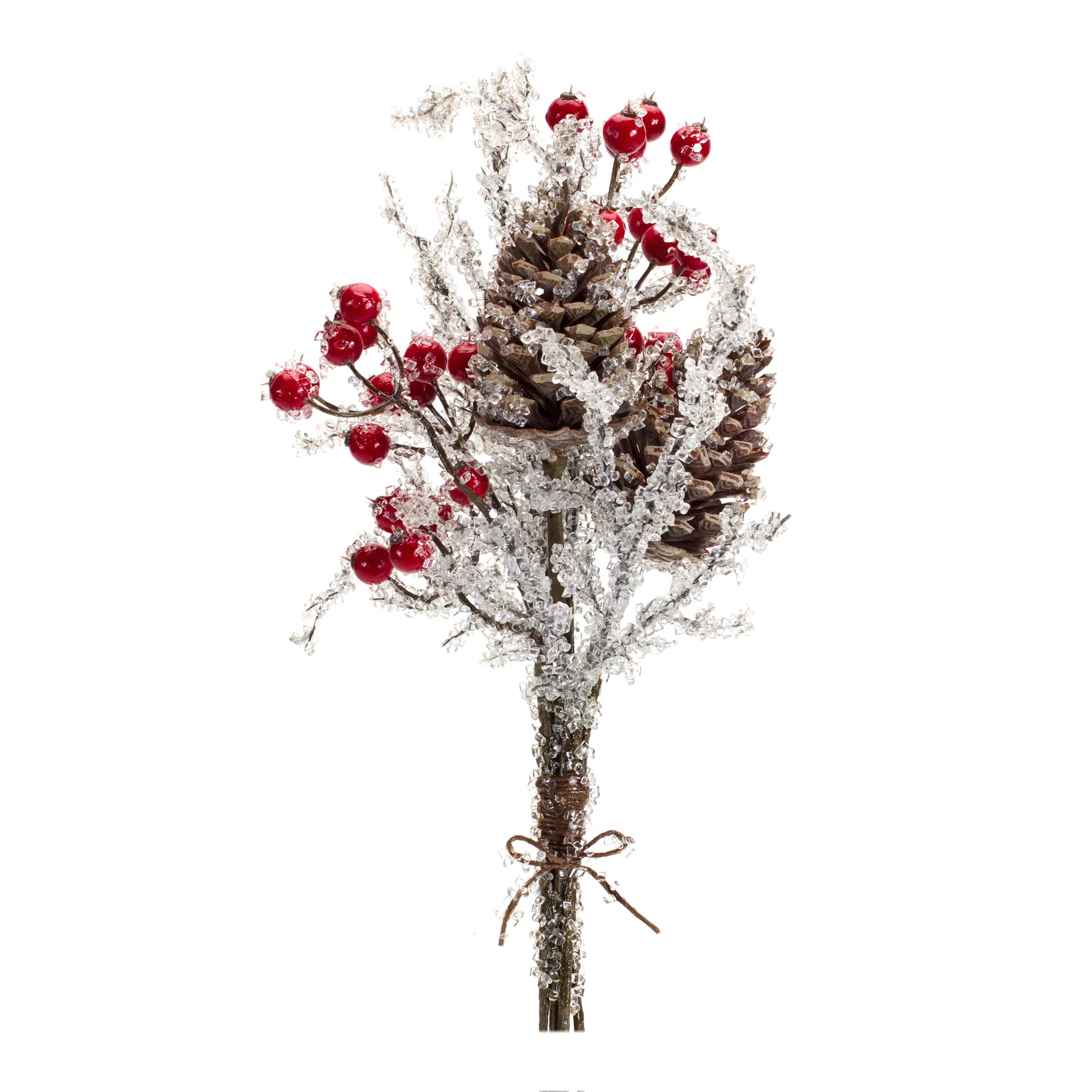 17.25" Silver, Brown and Red Icy Twig/Cone/Berry Bundle, 6ct.